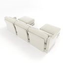 Elegant Three-Seater Sofa with Movable Ottomans and Lumbar Pillow, Chenille Fabric, Beige