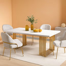 White Gold Wood Dining Table 70 Inch Rectangular For Dining Room