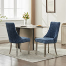 Rayon Cloth Flocking Chenille Dining Chairs Channel Kitchen Dinner Chair Comfy Fabric Upholstered Accent Chair for Dining Room with Silver Brushed Stainless Steel Legs,Set of 2 (Blue), SW1747BL