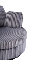 Oversized 360 Degreed Swivel Accent Chair Modern Soft Plush Corduroy Round Barrel Chair for Living Room Bedroom with Pillows, Gray