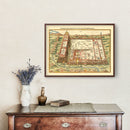 Vintage Map of Jerusalem, Israel 1581