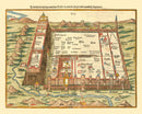 Vintage Map of Jerusalem, Israel 1581