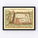 Vintage Map of Jerusalem, Israel 1581