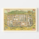 Vintage Map of Jerusalem, Israel 1584