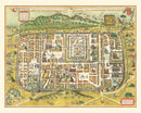 Vintage Map of Jerusalem, Israel 1584