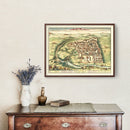 Vintage Map of Jerusalem, Israel 1677