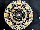 Chinese Wool Rug 9x12, Chinese Carving Carpet, Floral Medallion, Black and Beige, Butterflies, Vintage Asian Oriental Rug, 90 Line Rug