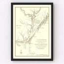 Vintage Cape Fear River Map, North Carolina 1781