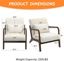 White Linen Upholstered Armchair With Premium Wood