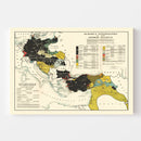 Vintage Map of the Nationalities of the German Alliance 1916
