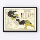 Vintage Map of the Nationalities of the German Alliance 1916