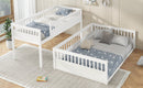 Twin XL over Queen Bunk Bed with Ladder and Guardrails, White