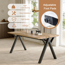 63'x35.4' Wood-Textured MDF Dining Table with Black A-Frame Legs.Density Board Sticker,Iron Pipe Spraying,Suitable for various occasions such as living rooms, kitchens, terraces, etc.