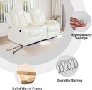 Living Room Set Leather Sofa Power Recliner Creamy White