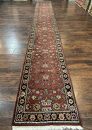 Indo Persian Sarouk Runner Rug 2.8 x 20 ft Runner for Hallway, Long Runner Rug, Handmade