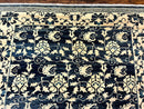 Sino Persian Rug 6x9, Hand Knotted Wool Carpet, Floral Allover, Blue Cream-Tan