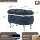 Blue 29.5 Inch Upholstered Storage Ottoman Cushion