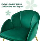 Flower Velvet Vanity Chair Green Upholstery With Gold Legs