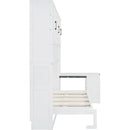 Twin Size Murphy Bed Wall Bed with Closet , Drawers & Desk-White