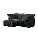 Slipcovered Sectional 2 Seater Sofa Couch with Convertible Ottoman, Wide and Deep Seat L Shaped Sofa with Detachable Cover and Soft Multiple Big Pillows,Gray Corduroy Fabric