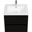 24" Floating Bathroom Vanity with Sink, Modern Wall-Mounted Bathroom Storage Vanity Cabinet with Resin Top Basin and Soft Close Drawers, Glossy Black