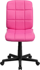 Clayton Pink Quilted Vinyl Mid-Back Swivel Office Chair