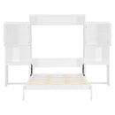 Queen Size Murphy Bed with Desk, Vanity and Cabinets, White