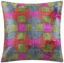 Handmade Velvet Throw Pillow - 16x16 Inches, Naturally Vegetable-Dyed, Premium Down Feather Insert - Multicolor Geometric Checkered Design, Luxury Home Decor Accent