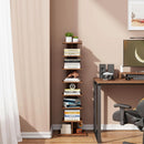 Vertical Bookshelf 8 Tier Rustic Brown Corner Shelf