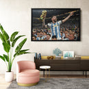 Lionel Messi World Cup Celebration Canvas Art - Soccer Wall Decor Poster