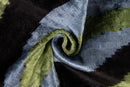 Handmade Velvet Throw Pillow - 16x16 Inches, Naturally Vegetable-Dyed, Premium Down Feather Insert - Green, Black, and Gray Abstract Design, Luxury Home Decor Accent