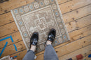2x2.5 Vintage Distressed Oushak Square Rug Mat
