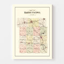 Vintage Map of Hardin County, Iowa 1892