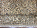 Indo Mahal Rug 8x10, Indian Jaipur Rug 8 x 10 ft, Wool Indo Persian Carpet, Handmade Traditional Floral Area Rug, Olive Green, Vintage Rug