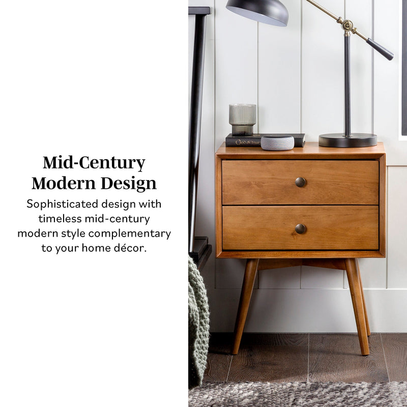 Mid-Century Solid Wood Nightstand Collection (1 or 2 Drawer)