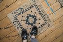 2x2 Vintage Distressed Oushak Square Rug Mat