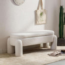 44.7-Inch White Boucle Upholstered Storage Ottoman Bench