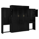 Queen Size Murphy Bed with Desk, Vanity and Cabinets, Espresso
