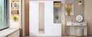 4-Door Wardrobe with Shelves, Drawers, and Full-Length Mirror, White