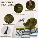 Plush Green Folding Ottoman Lounge Chair With Footrest