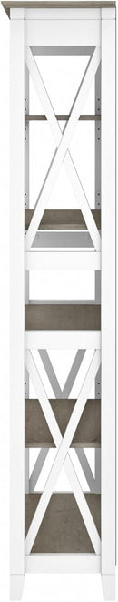Bush Furniture Key West 66 Inch Bookcase Shiplap Gray White