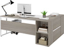 71 Inch Executive L Shaped Desk Cabinets Gray And White