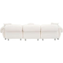 beige teddy-wool fabric with 3 pillows, three-seat sofa can be placed in living room and other scenes