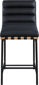 Black Vegan Leather Counter Stool 18W X 24D X 37.5H