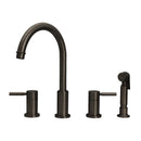 Two-Handles Copper Widespread Kitchen Faucet with Side Sprayer