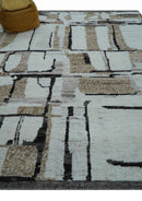 Fossil Custom Made Contemporary Brown Hand knotted Wool Rug