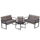 Ainfox 4 Piece Outdoor Patio Furniture Set with Ice Cooler Storage Box & Coffee Table for Outside, Garden, Balcony, Porch