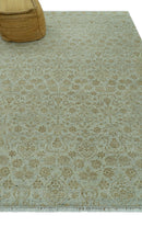 Traditional Design Ivory, Silver and Brown 7x9 Hand Knotted wool rug