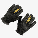 Astrapí (Lightning) Skeleton Leather Motorcycle Glove - Black on Black