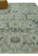 Modern Ikat Design Silver And Blue Hand Knotted Custom Made wool rug